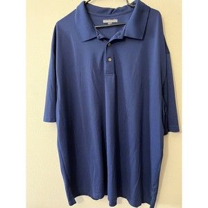 Roundtree & Yorke Polo Shirt Mens 3XT Blue Solid Performance Short Sleeve Casual